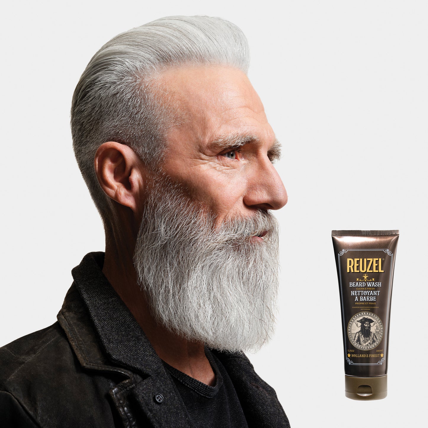 Reuzel Deutschland Clean & Fresh Beard Wash in a bottle, designed for beard grooming and cleansing.