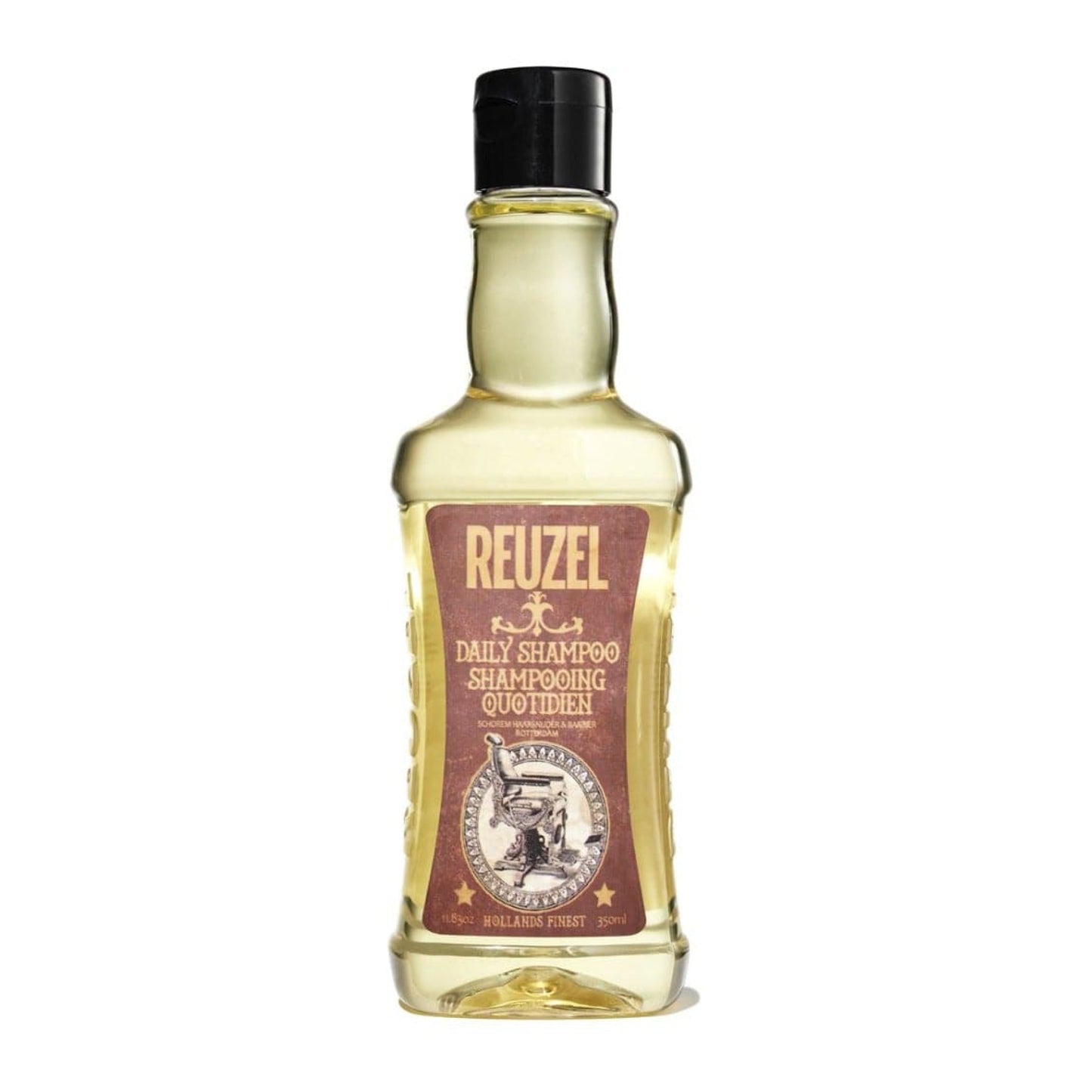Reuzel Deutschland Daily Shampoo bottle with white label and black cap, displayed on a plain background.