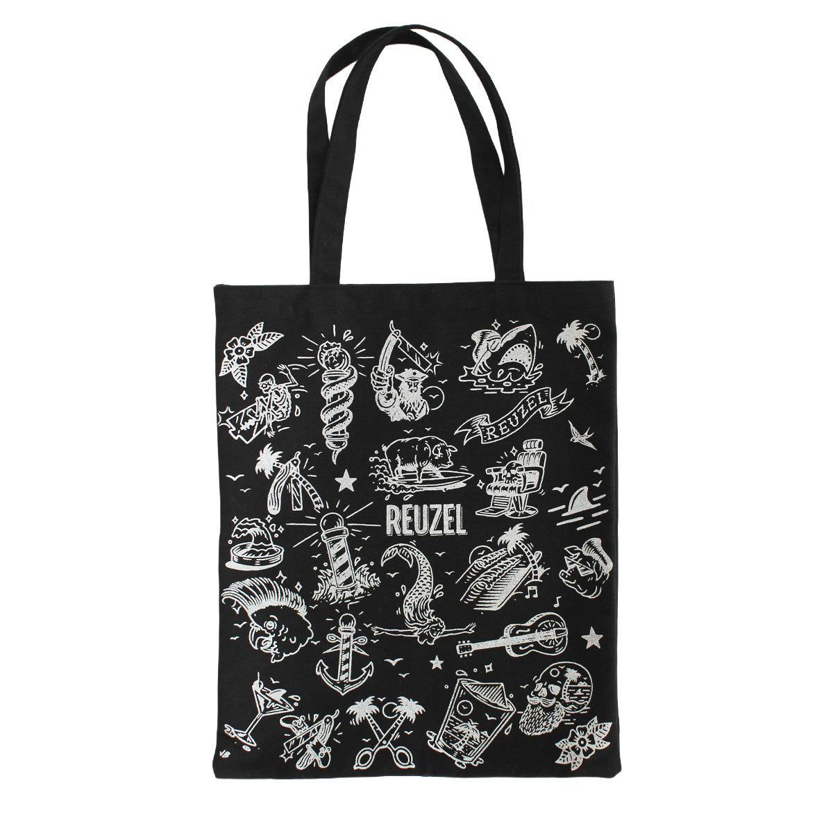 Reuzel Deutschland limited edition tote bag with holiday print, stylish and spacious for everyday use.