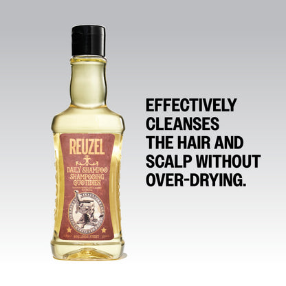 Reuzel Daily Shampoo effectively cleanses the hair and scalp without over-drying