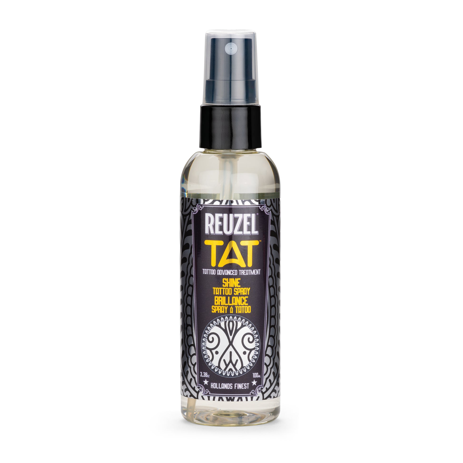Reuzel TAT SHINE (Tattoo Aftercare) spray bottle on a white background