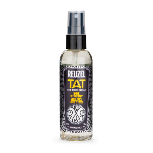 Reuzel TAT SHINE (Tattoo Aftercare) spray bottle on a white background