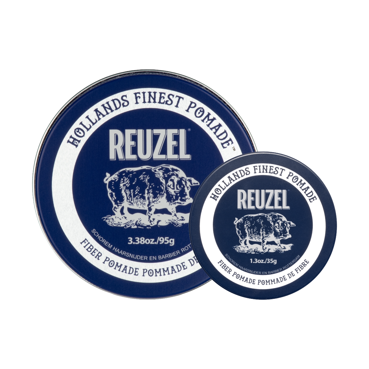Reuzel Deutschland Road Trip To Go Fiber Pomade jar with label, showcasing a hair styling product for textured, firm hold.